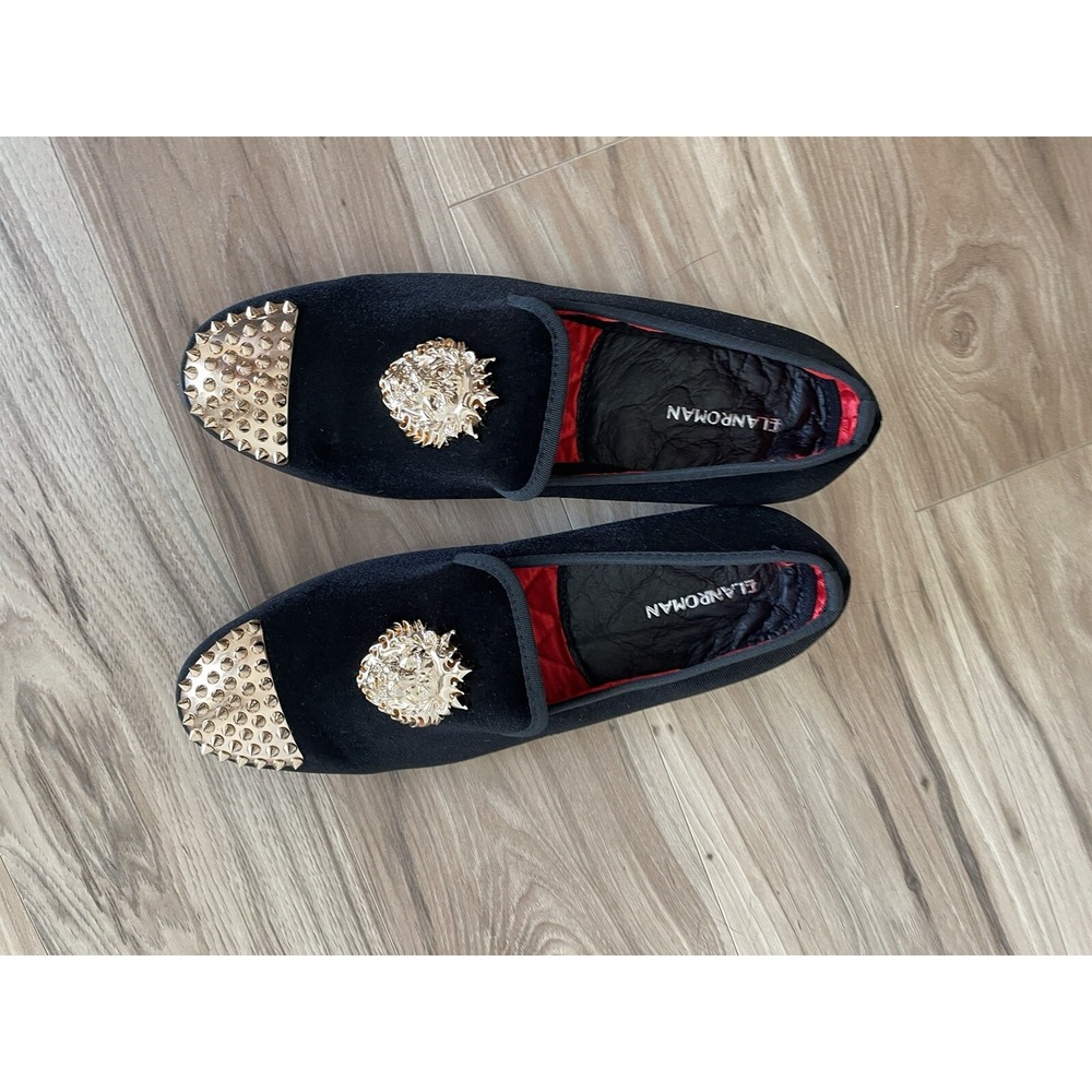 ELANROMAN Men's Velvet Black Loafer Dress Fashion Wedding Party Prom Shoes 42/ 9 - Picture 6 of 14